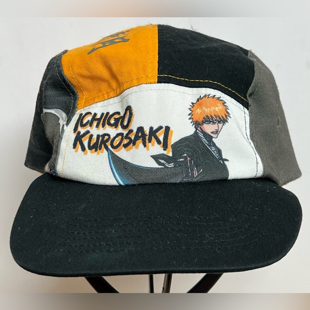 ICHIGO KUROSAKI FIVE PANEL HAT 5panel camper Bleach Manga Anime kanji logo RARE